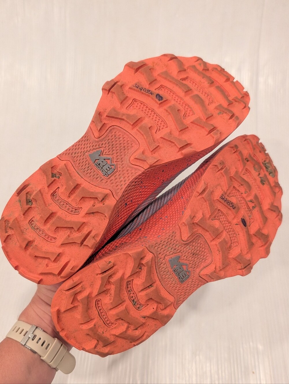 REI Women's Swiftland MT Trail Run Gray & Coral Knit Athletic Sneakers Size 7.5 - Picture 8 of 11
